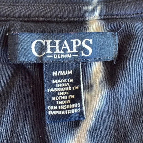 CHAPS DENIM Ralph Lauren navy/white tie dye tank, side slit, asymmetrical hem. M - Picture 10 of 16